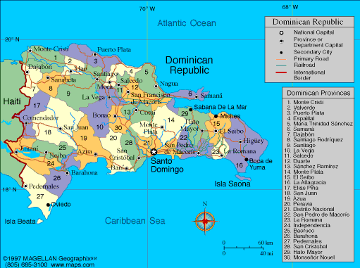villes carte du Republique Dominiqueine